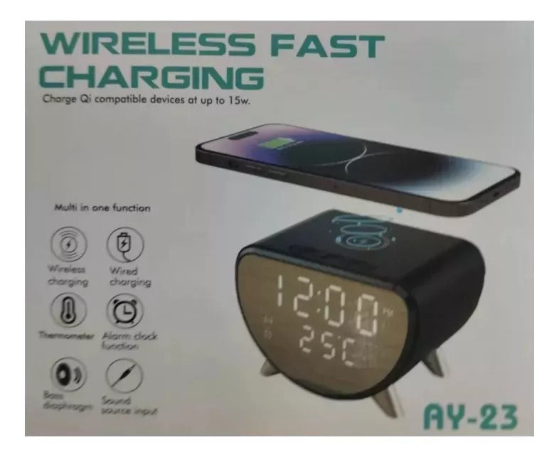 RELOJ DESPERTADOR CON CARGADOR INALAMBRICO